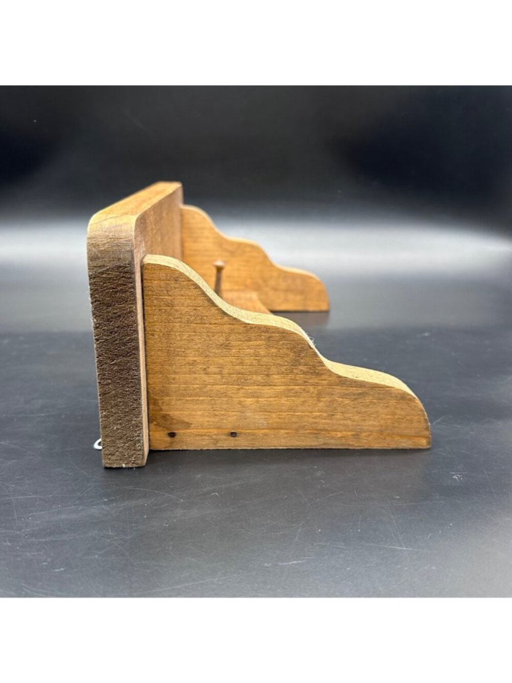 Vintage Wood Wall Shelf Heart Cutout Pegs Farmhouse Cottagecore Wall Hanging - Picture 3 of 10